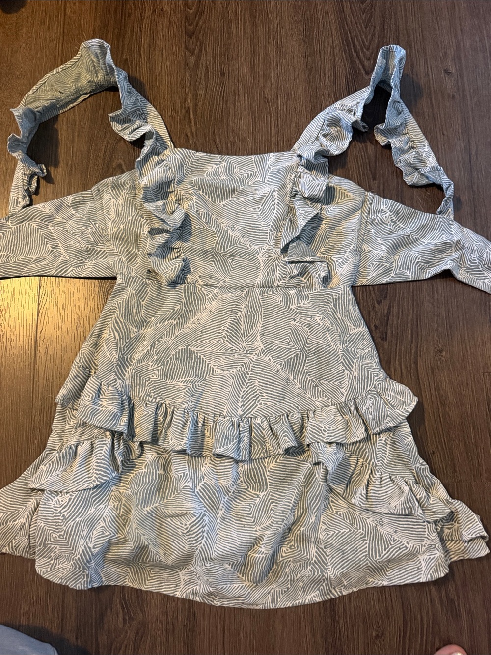 Selfie Leslie Blue Gray Ruffle Tiered Mini Dress
